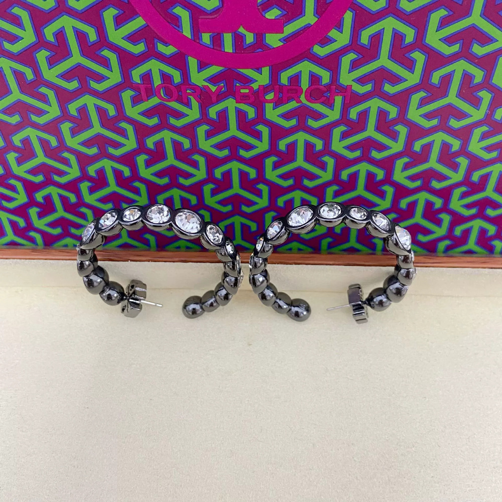 Tory Burch Mysterious Black Rhinestone Earrings